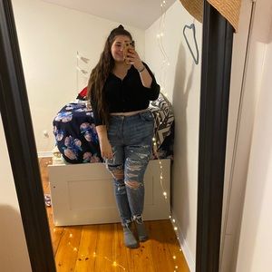 ADDITION ELLE CROPPED BUTTON UP